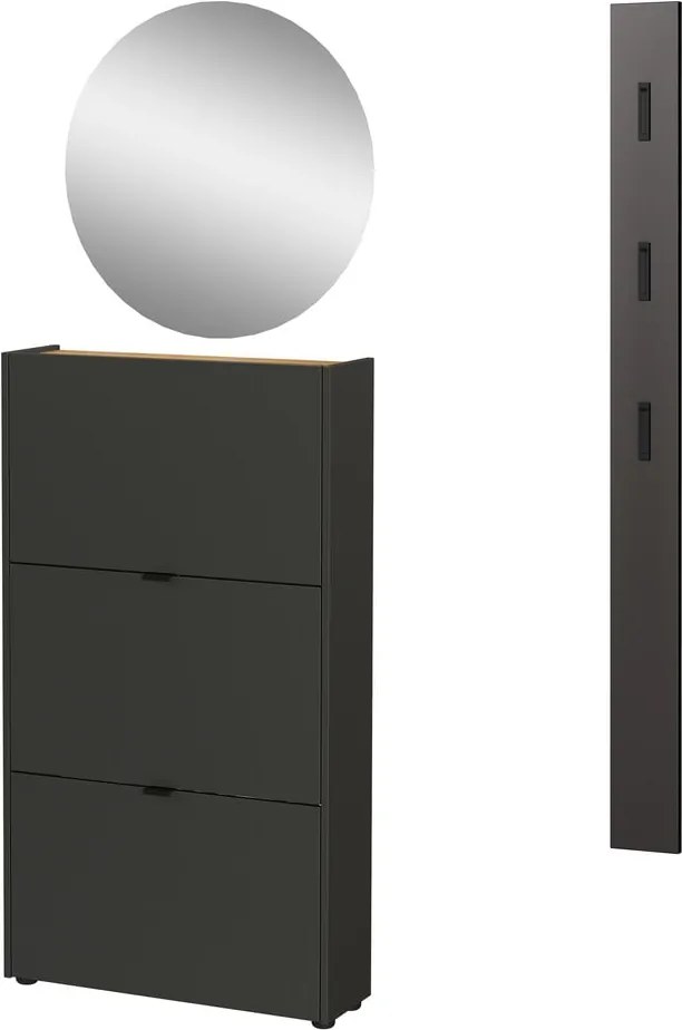 Antracytowy zestaw do przedpokoju 101x200x22 cm Ameca – Germania