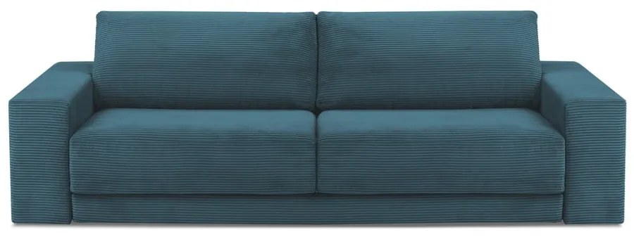 Turkusowa sztruksowa rozkładana sofa 250 cm Donatella – Milo Casa