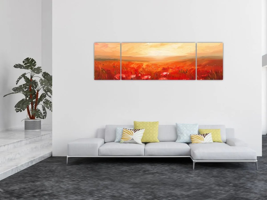 Obraz - Pole maków (170x50 cm)