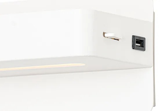 Nowoczesna lampa ścienna biała z LED, z USB i przełącznikiem - Ted