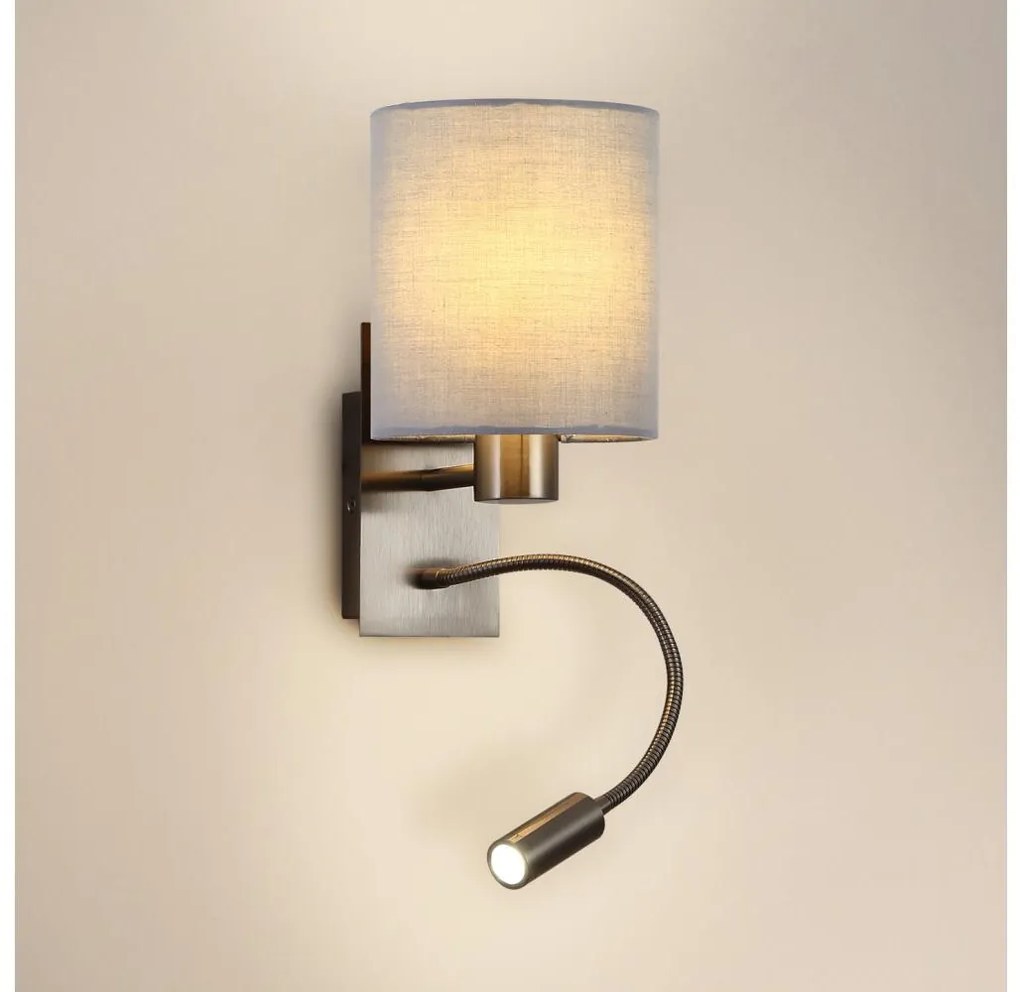 Brilagi - LED Elastyczny kinkiet NUBILA 1xE27/25W/230V + LED/3W matowy chrom/szary