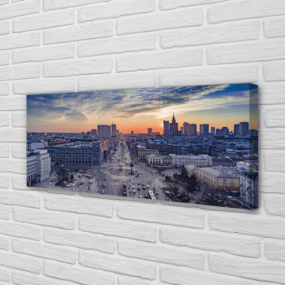 Duży obraz na płótnie Warszawskie Wieżowce o Zmierzchu