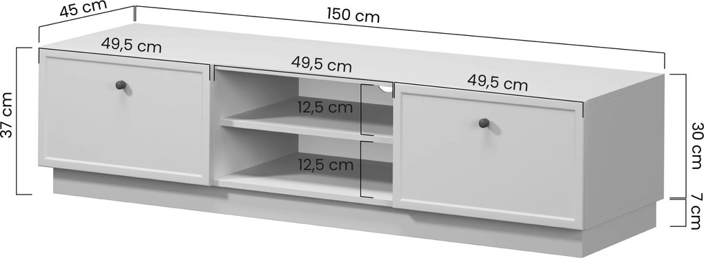 Szafka RTV Lorini 150 cm z szufladami - kaszmir / złote uchwyty T-bar