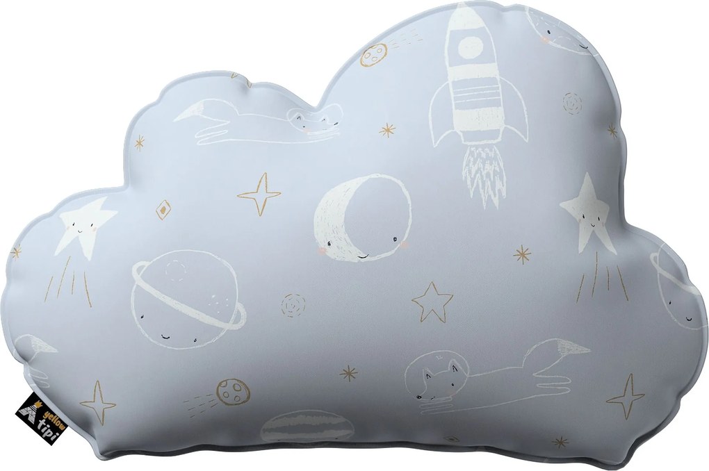 Poduszka Soft Cloud kolor niebieski tkanina wzorzysta