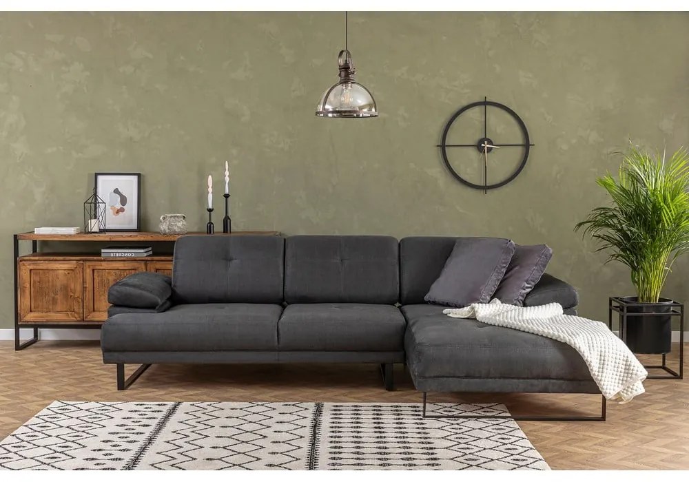 Ciemnoszara sofa narożna Artie Mustang, narożnik prawy