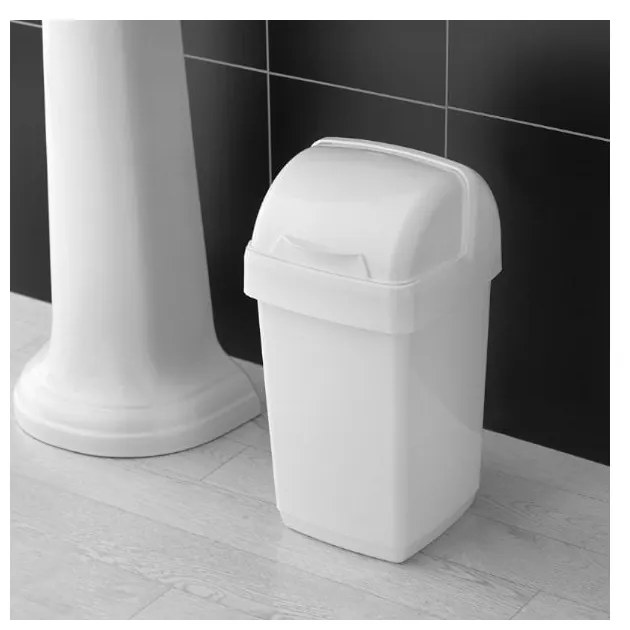 Biały kosz na śmieci Addis Roll Top, 22,5x23x42,5 cm