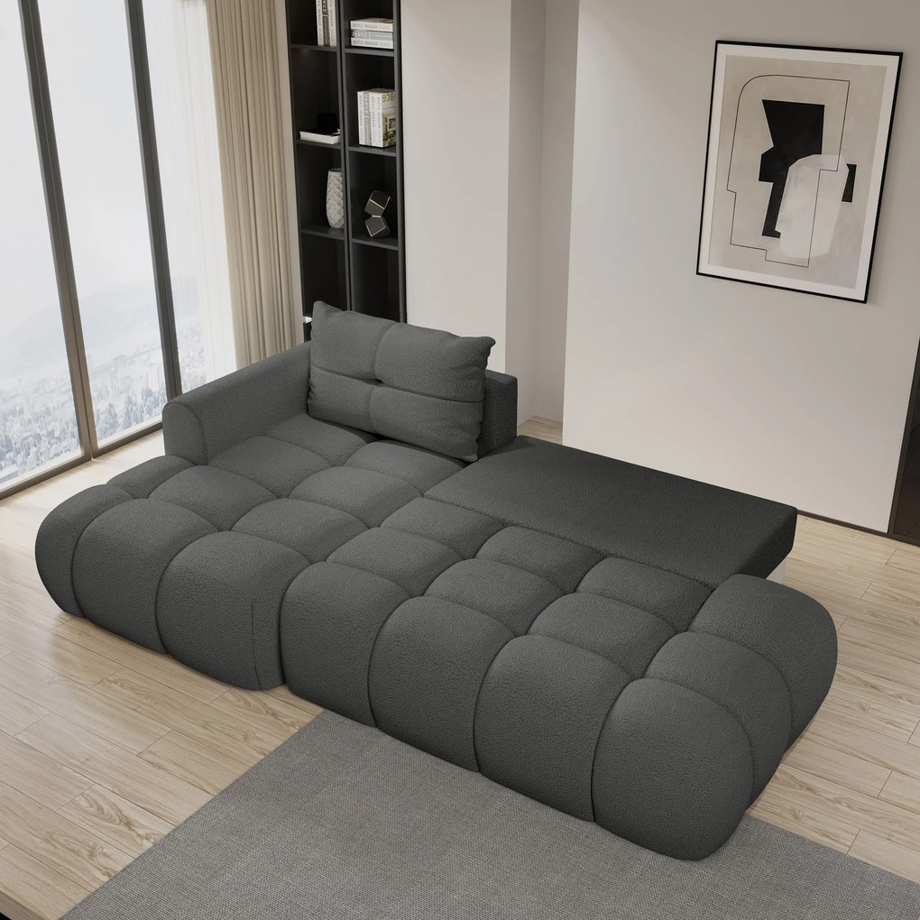 Masseno Narożnik FLUMA z funkcją spania i pojemnikiem na pościel Narozniki L, Rozkładana sofa - Szary, QUELLE 92