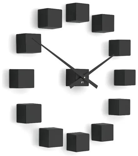 Future Time FT3000BK Cubic black Designowe zegar samoprzylepny, śr. 50 cm