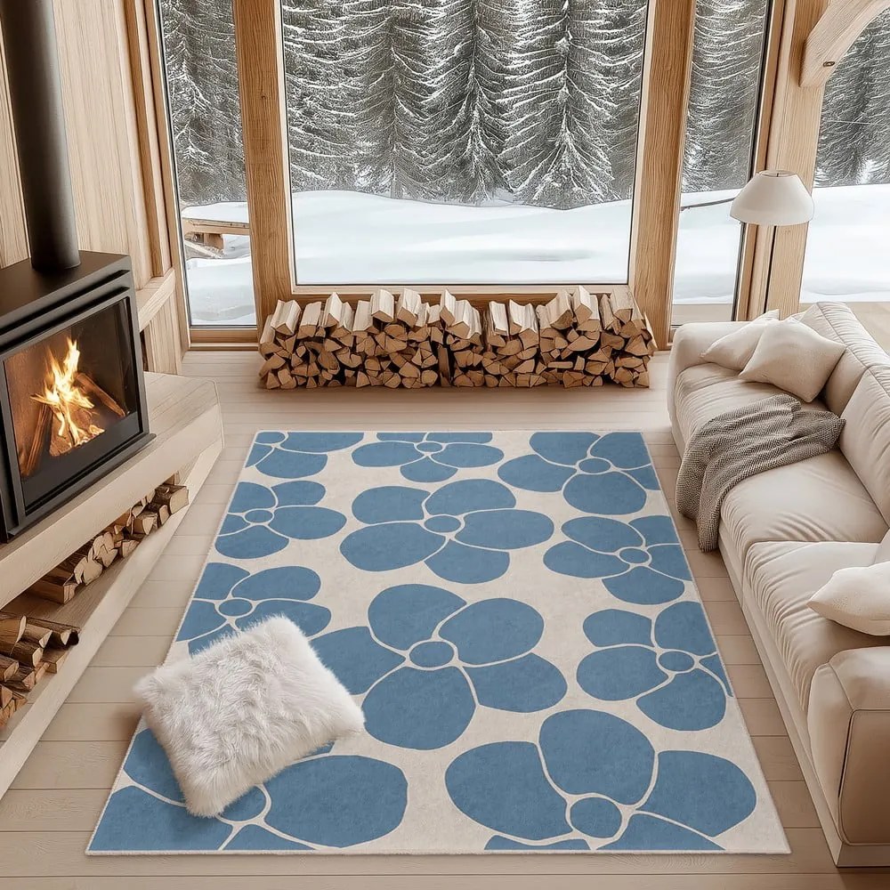 Niebieski dywan odpowiedni do prania 80x150 cm Blue Meadow – Mila Home