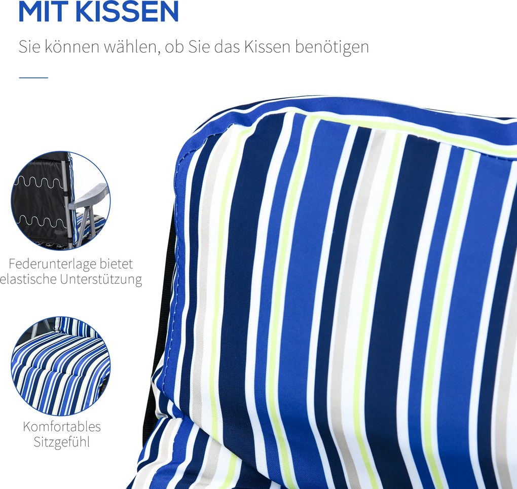 Outsunny zestaw leżaków z poduszkami składany kolor niebieski 60 x 75 x 65-102 cm