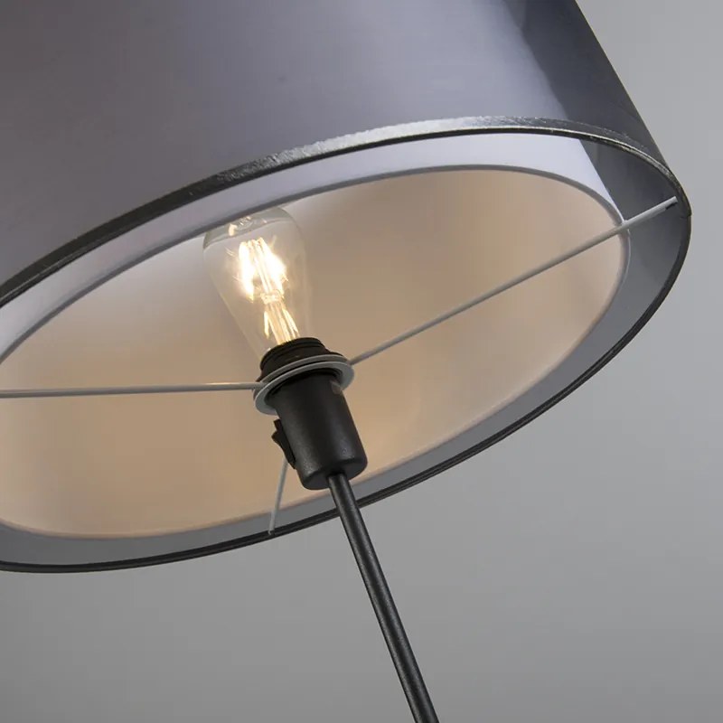 Lampa stojąca czarna z czarno-białym kloszem 47 cm regulowana - Parte Nowoczesny Oswietlenie wewnetrzne