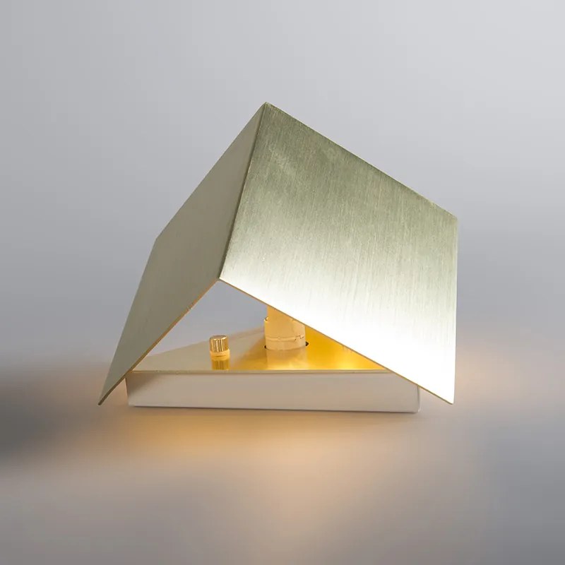 Nowoczesny Kinkiet / Lampa scienna złoty z efektem świetlnym - CubeDesignerski Oswietlenie wewnetrzne