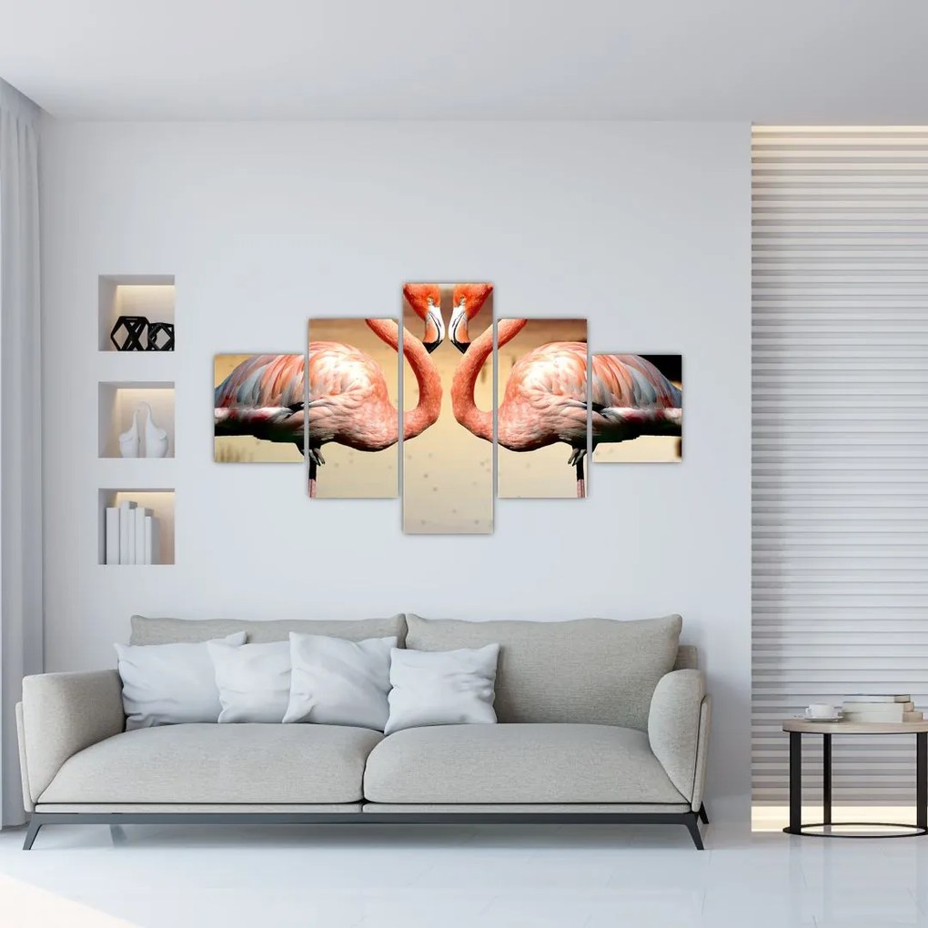 Obraz - dwa flamingi (125x70 cm)