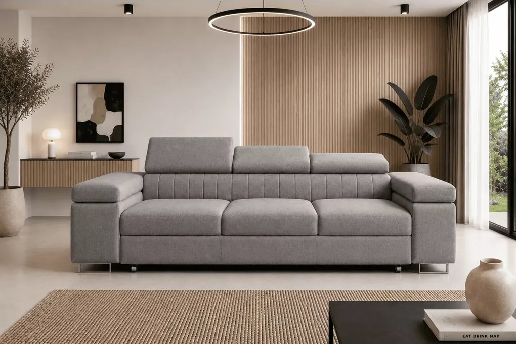 Elegancka kanapa Ardi Linea z funkcją spania regulowane zagłówki 275 cm