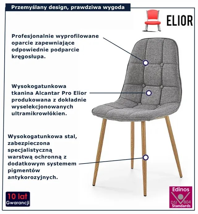 Szare pikowane krzesło tapicerowane F8-R49