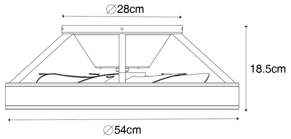 Inteligentny Wentylator sufitowy z lampą czarny 54 cm z LED z funkcją ściemniania i pilotem - Dave Nowoczesny Oswietlenie wewnetrzne