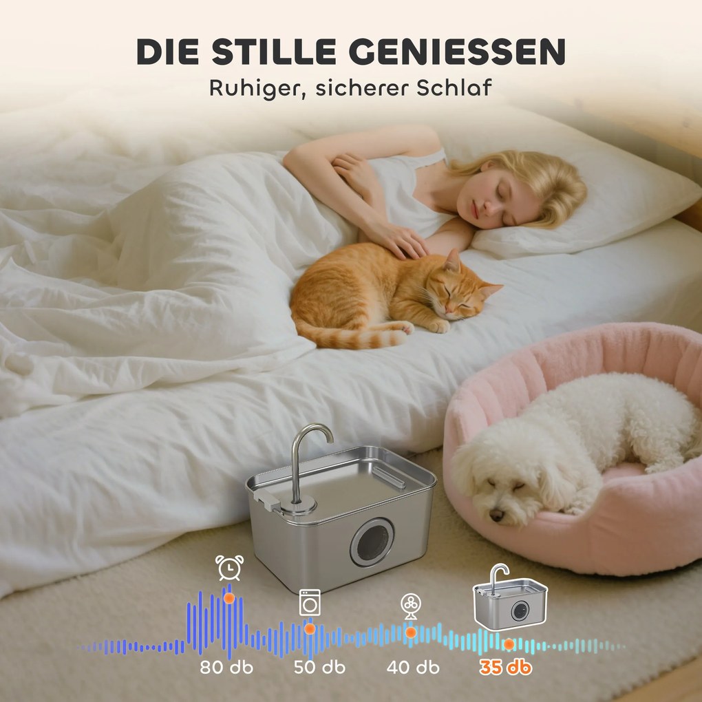 PawHut Fontanna dla kotów 3,2L z cichą pompą i filtrem węglowym