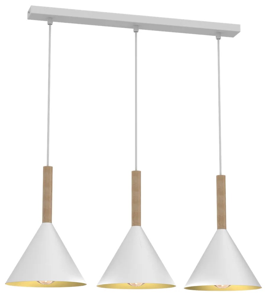 Lampa wisząca PERU WHITE 3xE27, potrójna, biała, złota