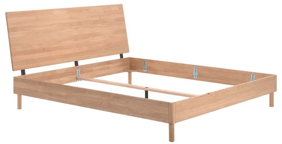 Łóżko dwuosobowe z litego drewna dębowego bez stelaża 180x200 cm w naturalnym kolorze Forrest – Vipack