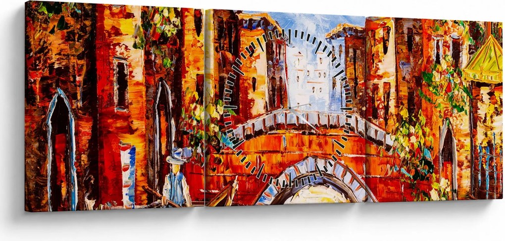 Obraz - Obraz olejny przedstawiający miasto III. (z zegarem) (90x30 cm)