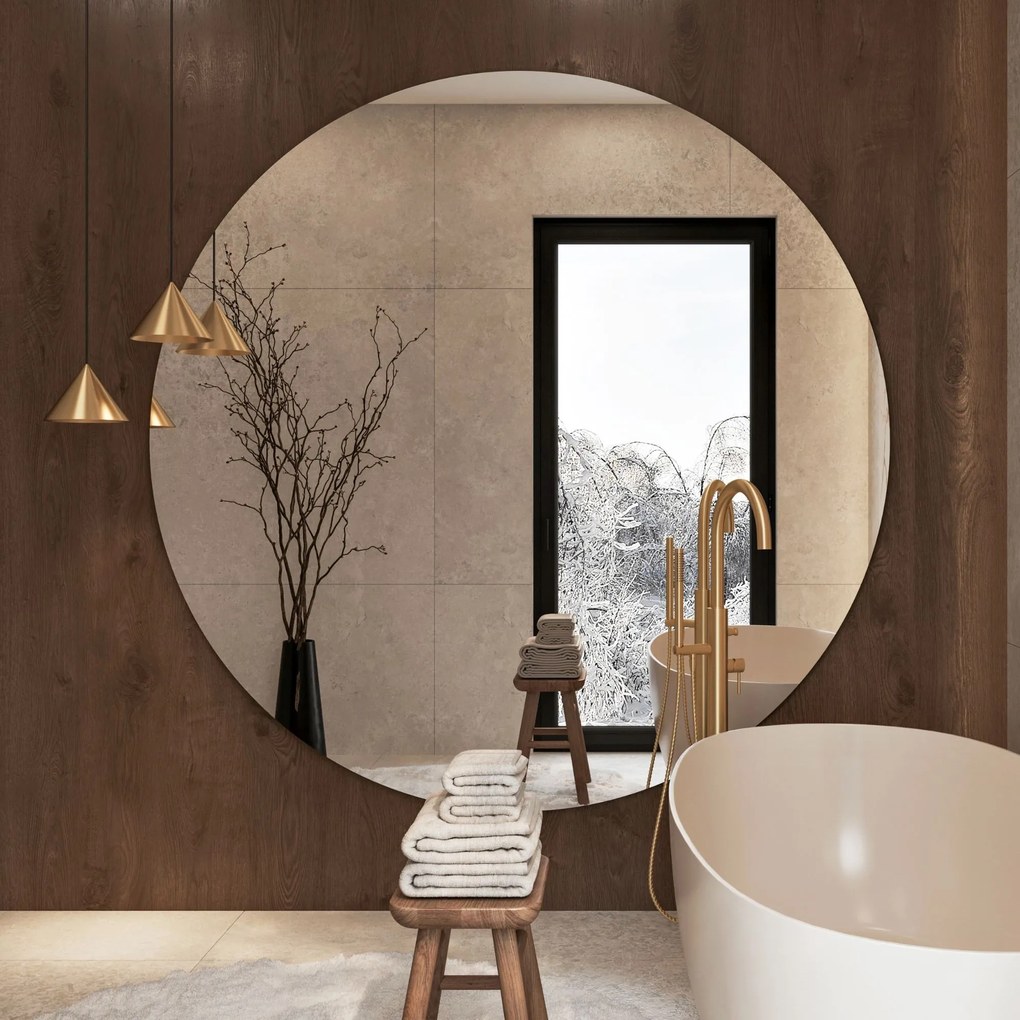 Lustro okrągłe wiszące bezramowe oszlifowane bez oświetlenia MOON XXL | Różne rozmiary | Różne kolory szkła : Kolor tafli szkła - Srebrny, Średnica - 180 cm