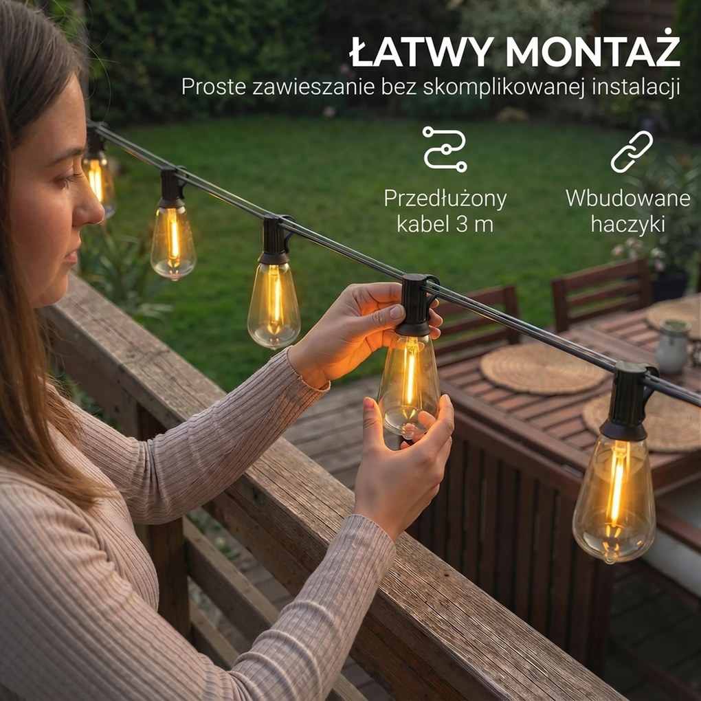 HOMCOM 50 LED Łańcuch Świetlny, 18 m Łańcuch do Połączenia, IP44 Wodoodporny, Dekoracja Wewnętrzna i Zewnętrzna | Aosom PL