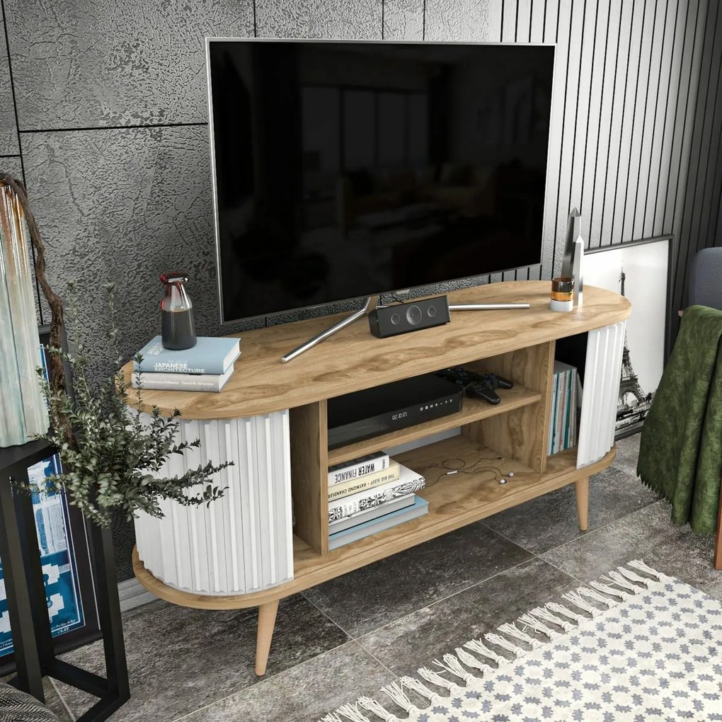 Stolik pod telewizor Stor Oak and White I