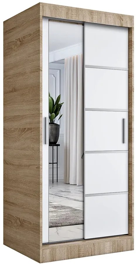 Szafa przesuwna dąb sonoma + biały R1-L41