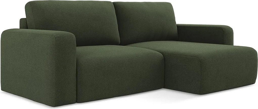 Narożnik prawostronny z funkcją spania - z tkaniny strukturalnej - oliwkowy - KONA