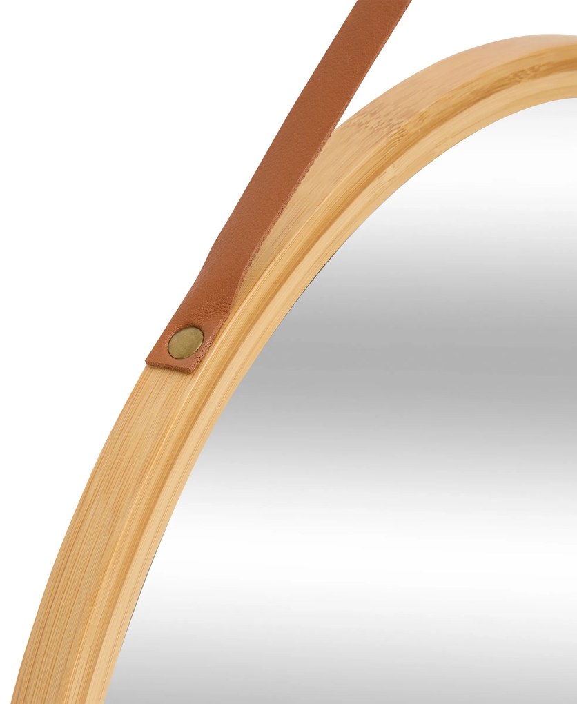 Okrągłe lustro w bambusowej ramie LOBEE, Ø 38 cm
