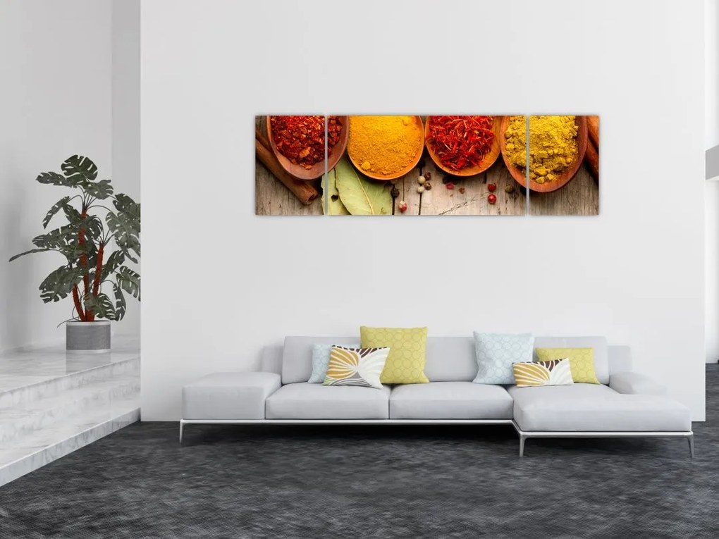 Obraz - Przyprawy na drewnie (170x50 cm)