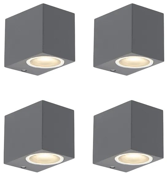 Zewnetrzna Zestaw 4 Nowoczesnych lamp ściennych ciemnoszarych IP44 - Baleno Nowoczesny Oswietlenie zewnetrzne