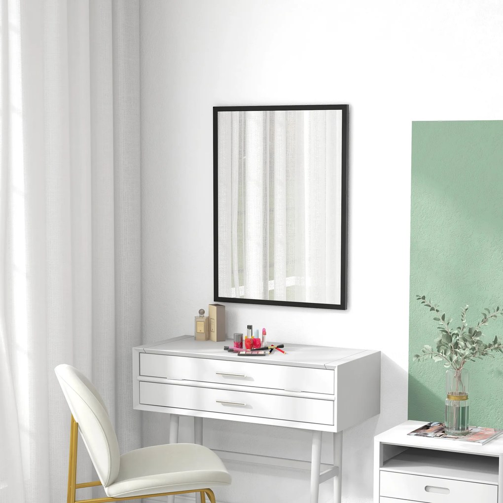 HOMCOM Lustro ścienne, 60 x 80 cm, rama w imitacji drewna, łatwy montaż, w komplecie śruby | Aosom PL