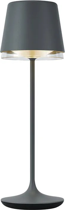 Lampa stołowa ciemnoszara z LED IP65, ładowalna ze stacją ładującą - Bass