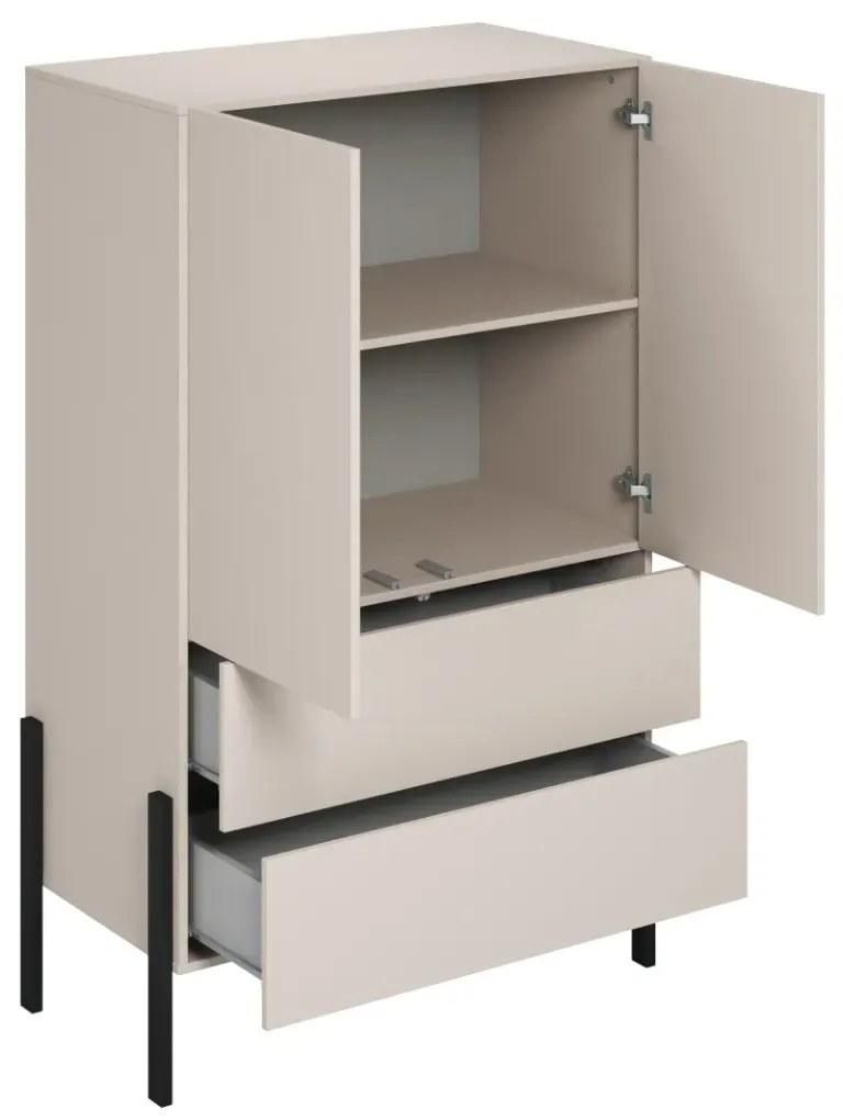 Komoda wysoka JUKON 2D2S 90cm kaszmirowa HELVETIA