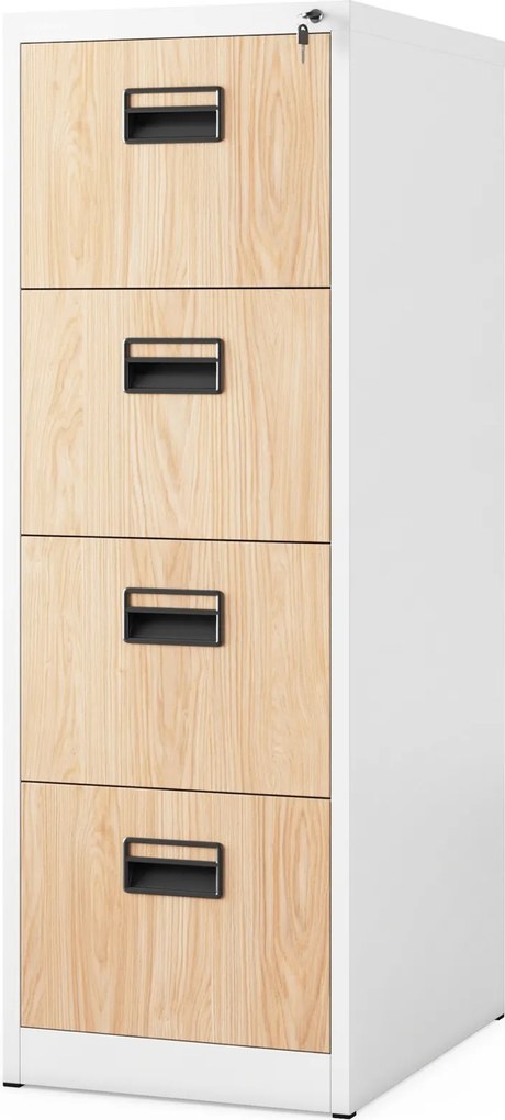 Szafka kartotekowa Eco Design Sara V4, 46x62x132 cm, biały/dąb sonoma