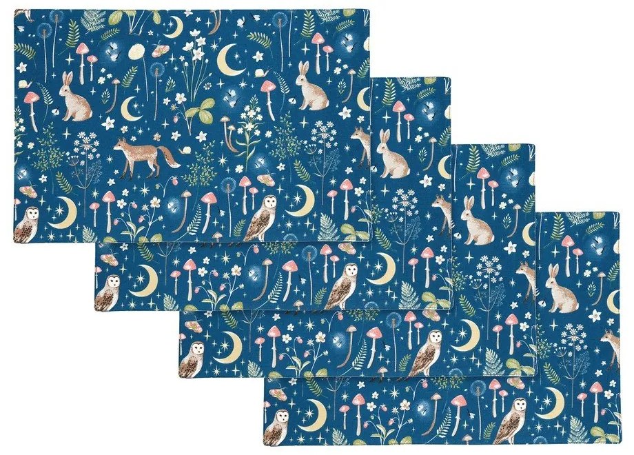 Bawełniane maty stołowe zestaw 4 szt. 30x46 cm Enchanted Twilight Animals – Catherine Lansfield