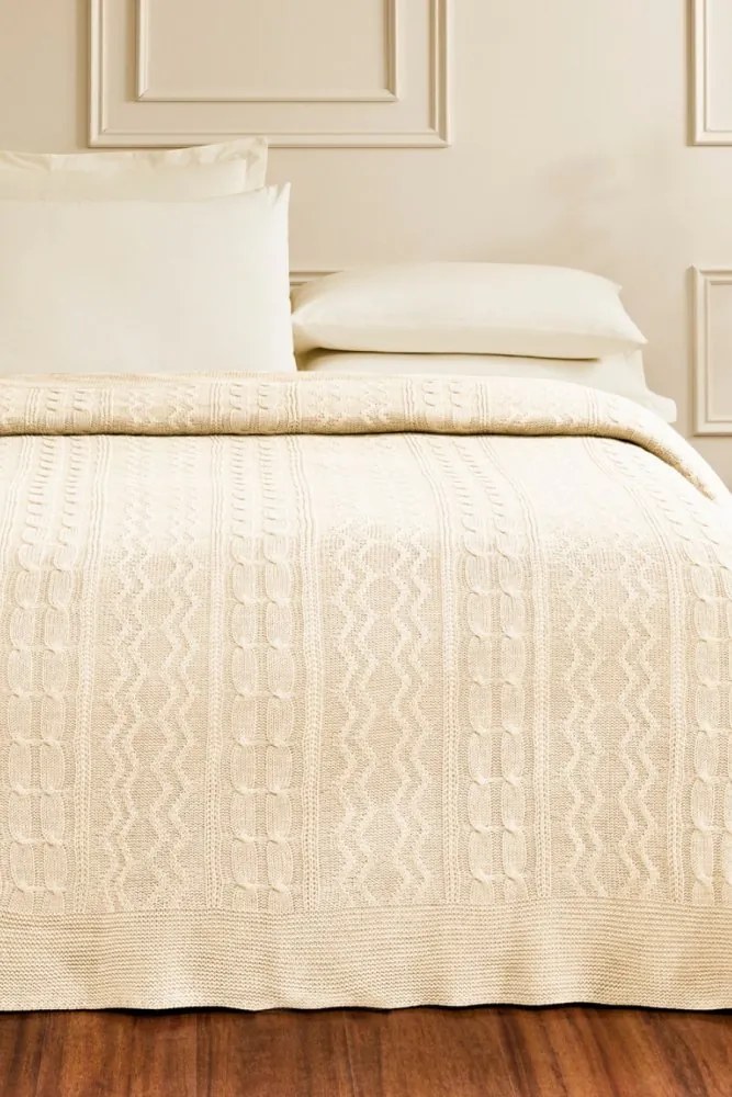 Wełniana narzuta na łóżko SPARSE w opakowaniu prezentowym Brązowy