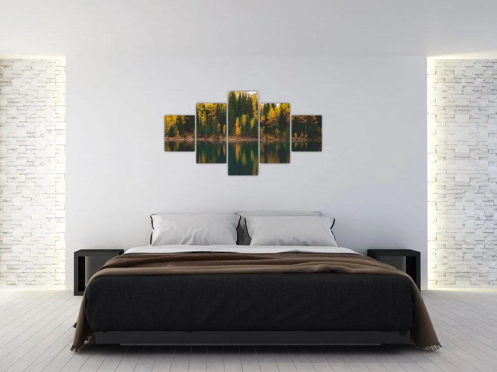 Obraz leśnego jeziora (125x70 cm)