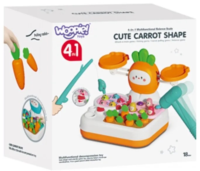 Woopie gra montessori 4w1 łowienie rybek waga szalkowa uderz w kreta i marchewki