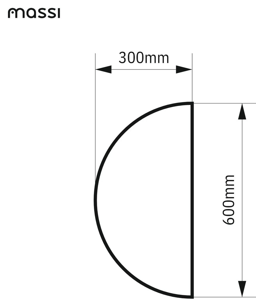 Lustro półokrągłe wiszące bezramowe oszlifowane MOON HALF |Różne rozmiary | Różne kolory szkła : Kolor tafli szkła - Grafit, Rozmiar - 60 x 30 cm