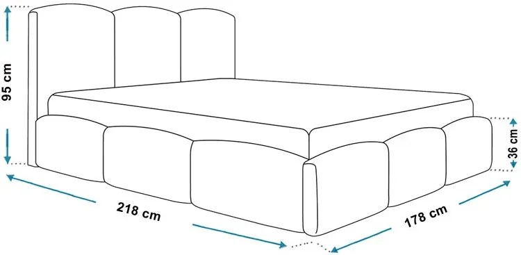 Łóżko pluszowe z zagłówkiem 160x200 Erma 3X - 36 kolorów