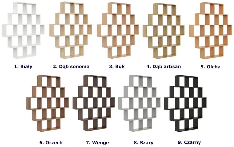 Czarny regał na książki wiszący lub stojący C1-P43