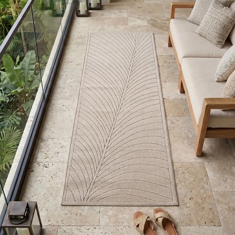 Dywan uniwersalny Nova 3D Liść beżowy 80 cm x 250 cm