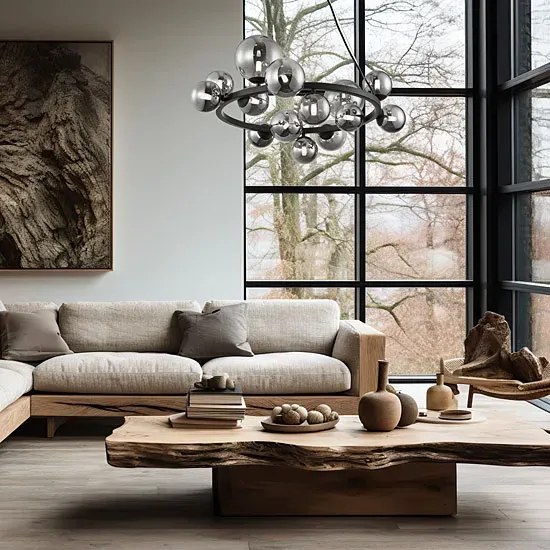 Wisząca lampa z 14 szklanymi kloszami R1-C82