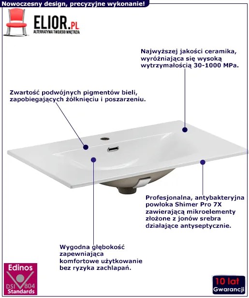 Biała ceramiczna umywalka meblowa - Priva 80 cm