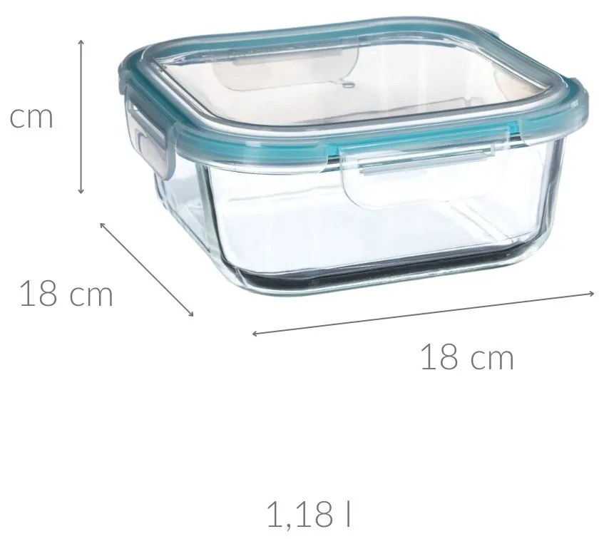 Pojemnik szklany na żywność z pokrywką, 1,18l