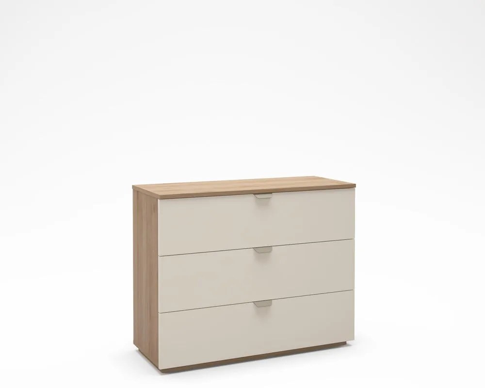 Kremowo-naturalna komoda w dekorze dębu 100x80x40 cm Dennis – Marckeric