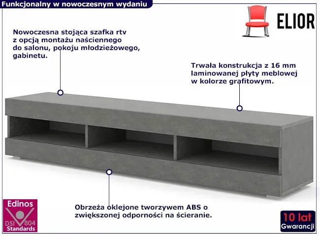 Grafitowa stojąca lub wisząca szafka rtv H4-K84