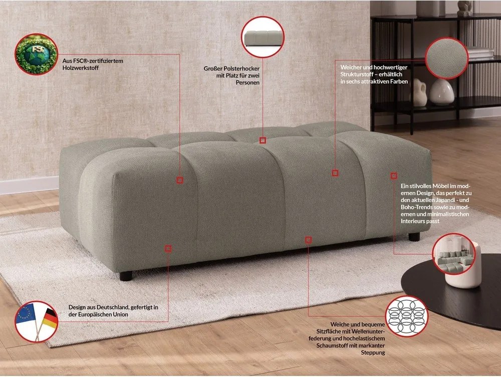 Szarobrązowy podnóżek Albane – Ropez